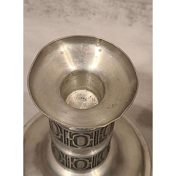 Vintage Mid-Century Modern Selandia Pewter Candlestick Norway Pair 4.25" GUC - Picture 8 of 11